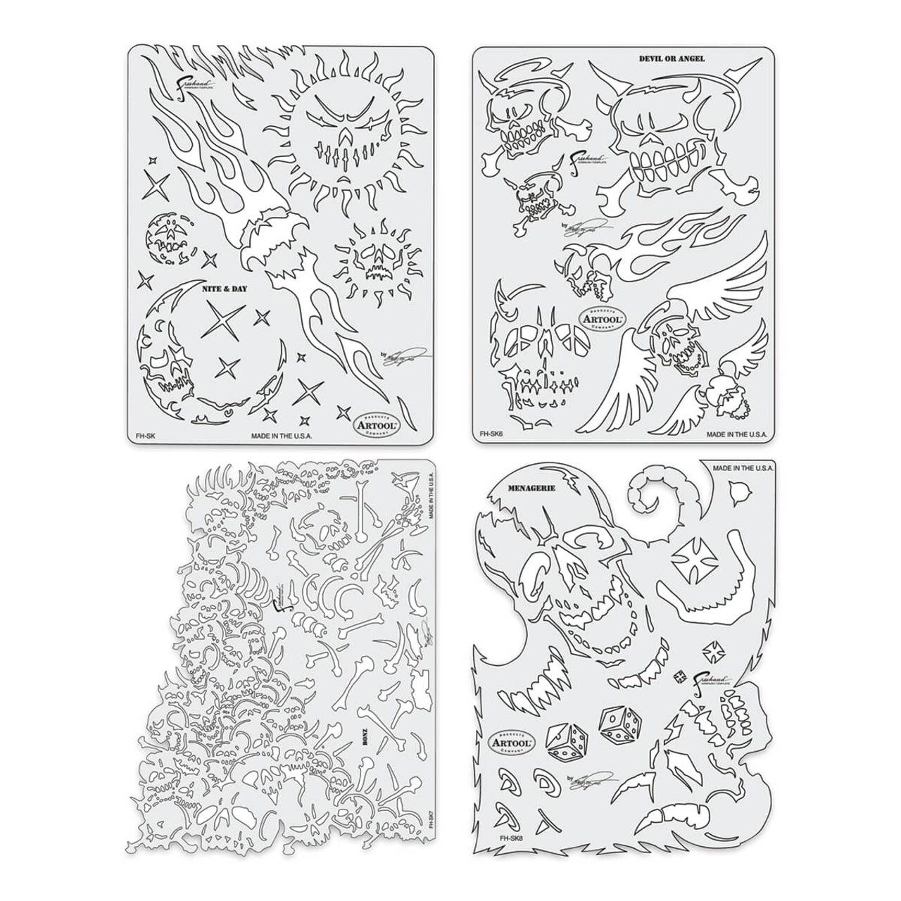 Iwata Artool Freehand Template - Set of 4, Son of Skull Master